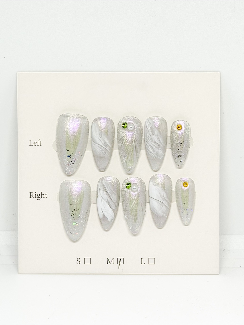 Classic Pearl White Women's Press-On Nails - Iridescent Finish